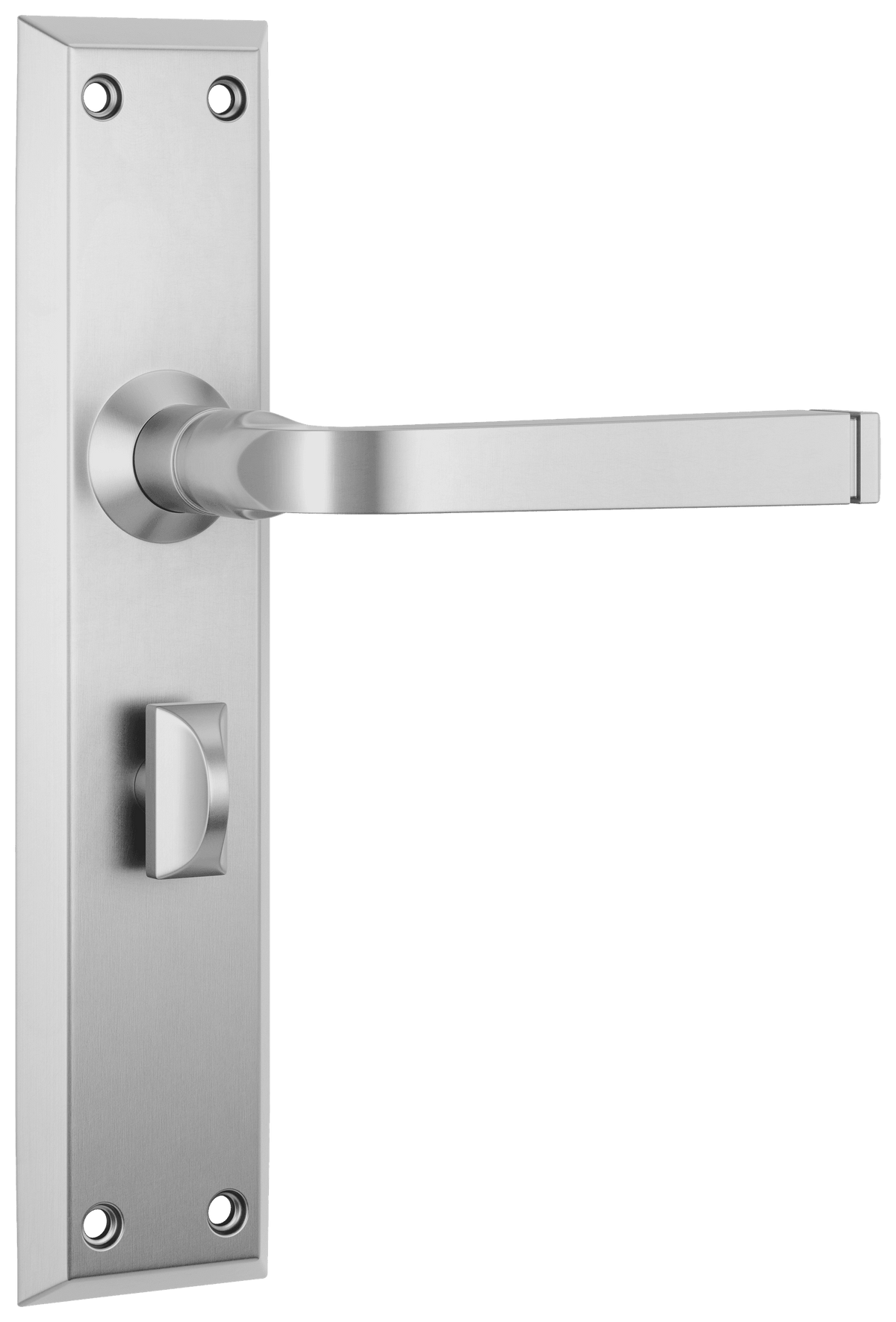 Tradco Menton Lever Long Backplate Door Handle - Satin Chrome - Privacy (0687P)