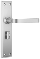Tradco Menton Lever Long Backplate Door Handle - Satin Chrome - Privacy (0687P)