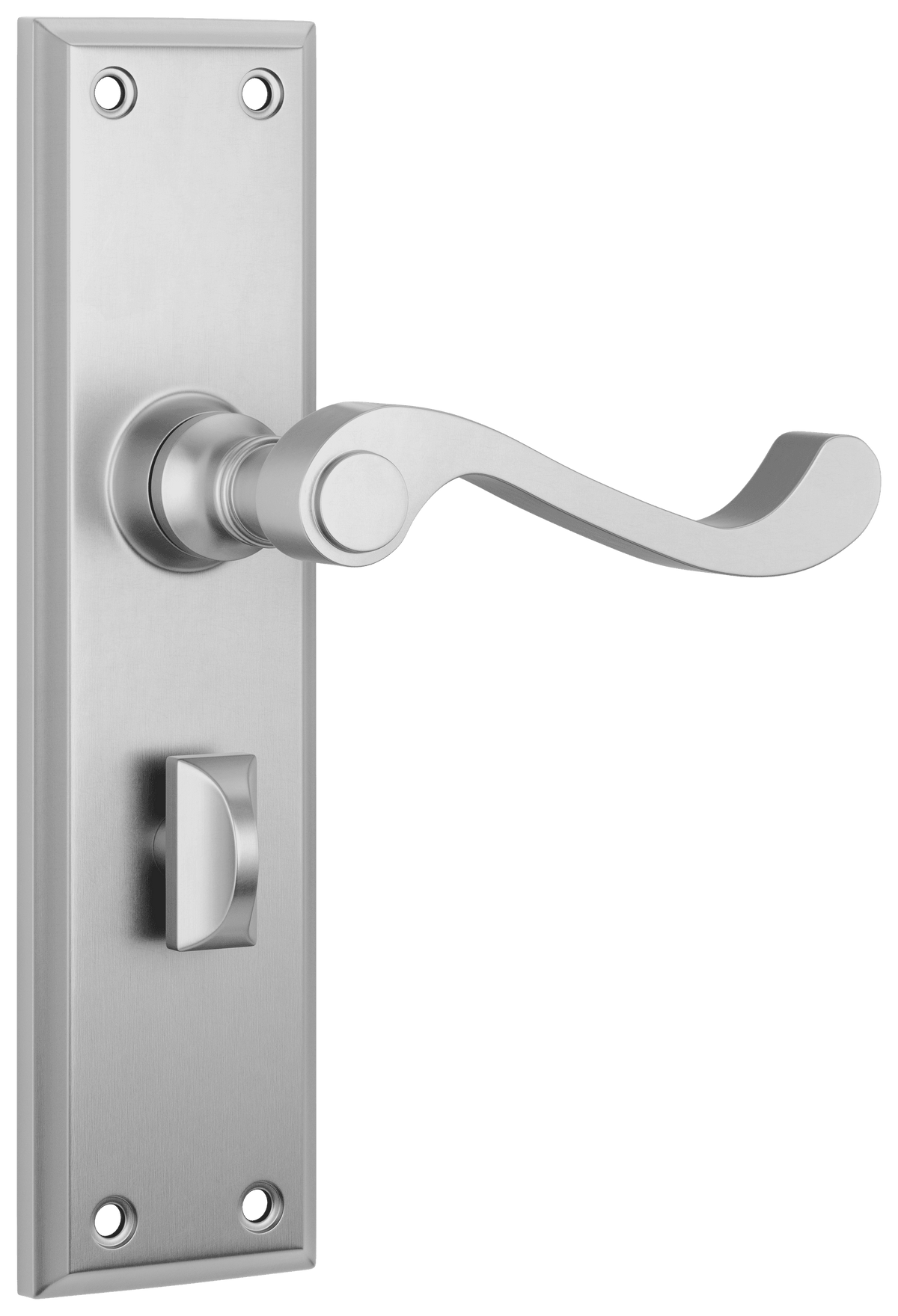 Tradco Milton Lever on Long Backplate - Satin Chrome - Privacy (0794P)