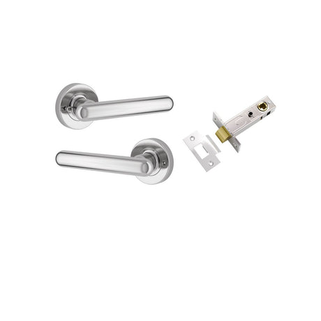 Iver Puerto Round Rose Lever Set - Complete Kits - Polished Chrome - Privacy Separate - Complete (24004KPRIV60)