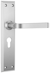 Tradco Menton Lever Long Backplate Door Handle - Satin Chrome - Euro (0687E)