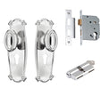 Tradco Bungalow Knob - Complete Kits - Chrome Plated - Entrance Set Locking - Key / Key (0886KENTREURO57KK)