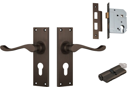 Tradco Victorian Lever - Complete Kits - Antique Brass - Entrance Set Locking - Key / Key (0782KENTREURO57KK)