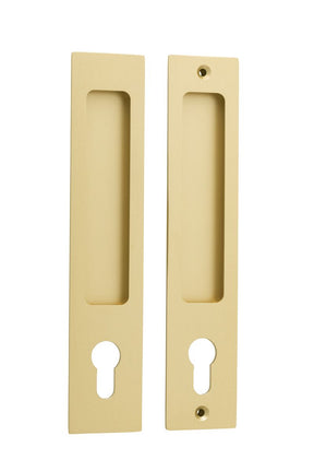 Iver Rectangular Sliding Door Pull Kit, Brushed Gold, Entrance Set Locking