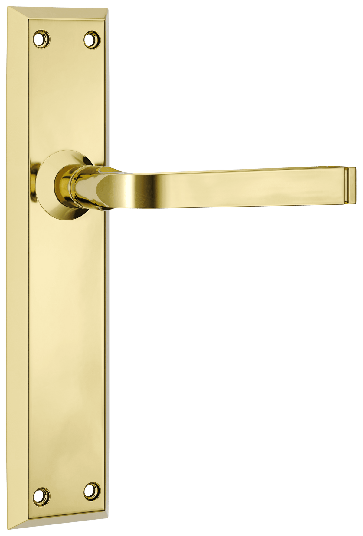 Tradco Menton Lever Long Backplate Door Handle - Polished Brass - Passage (0675)
