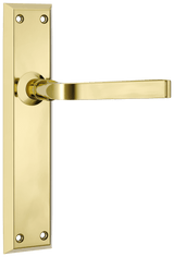 Tradco Menton Lever Long Backplate Door Handle - Polished Brass - Passage (0675)
