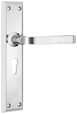 Tradco Menton Lever Long Backplate Door Handle - Chrome Plated - Euro (0684E)