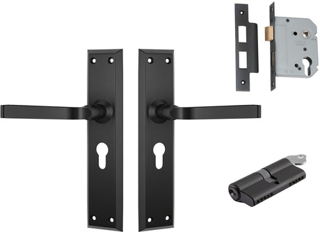 Tradco Menton Lever - Complete Kits - Matt Black - Entrance Set Locking - Key / Key (9626KENTREURO57KK)
