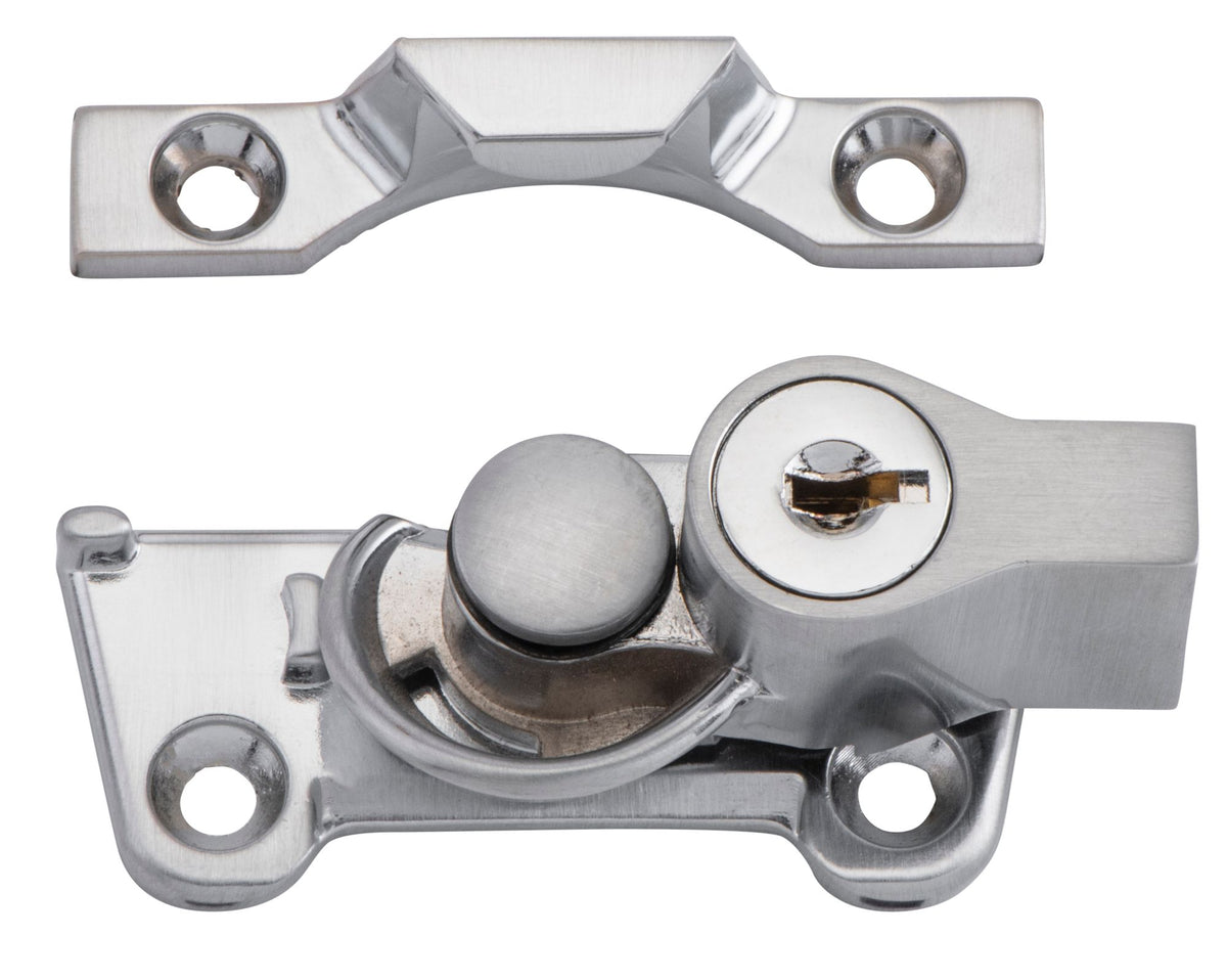 Tradco Sash Fastener Locking Wide Base Zinc Alloy - H30mm · 64mm - Satin Chrome (20315)