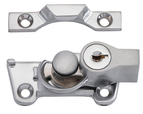 Tradco Sash Fastener Locking Wide Base Zinc Alloy - H30mm · 64mm - Satin Chrome (20315)