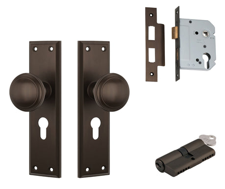 Tradco Milton Knob - Complete Kits - Antique Brass - Entrance Set Locking - Key / Key (0724KENTREURO57KK)