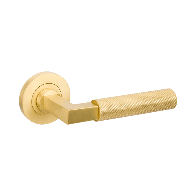 Zanda Zurich Knurled - Satin Brass - Entrance Set - 70mm Key/Turn (9345.E4.SB)